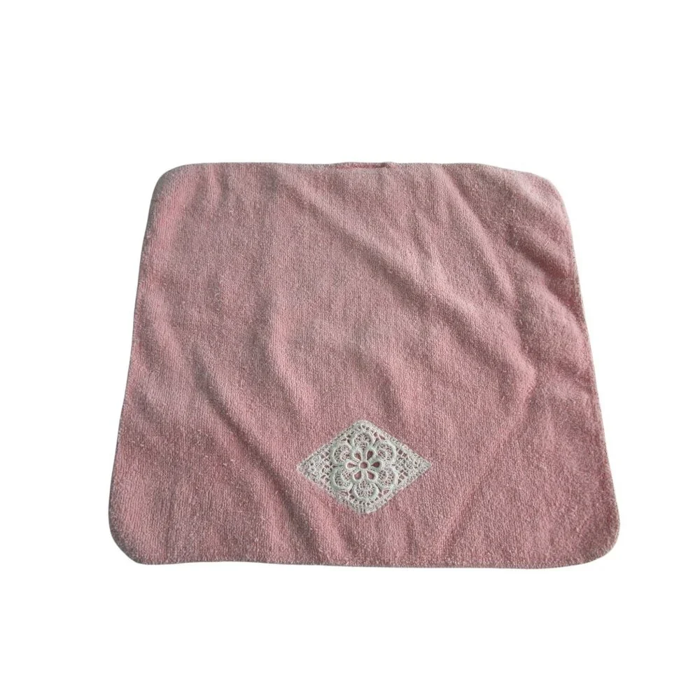 Vintage Five Pc Bathworks Pink Towel Lace Accents GUC USA Made